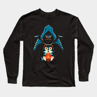 Funny Scared Cat with Game Master Tabletop RPG Long Sleeve T-Shirt